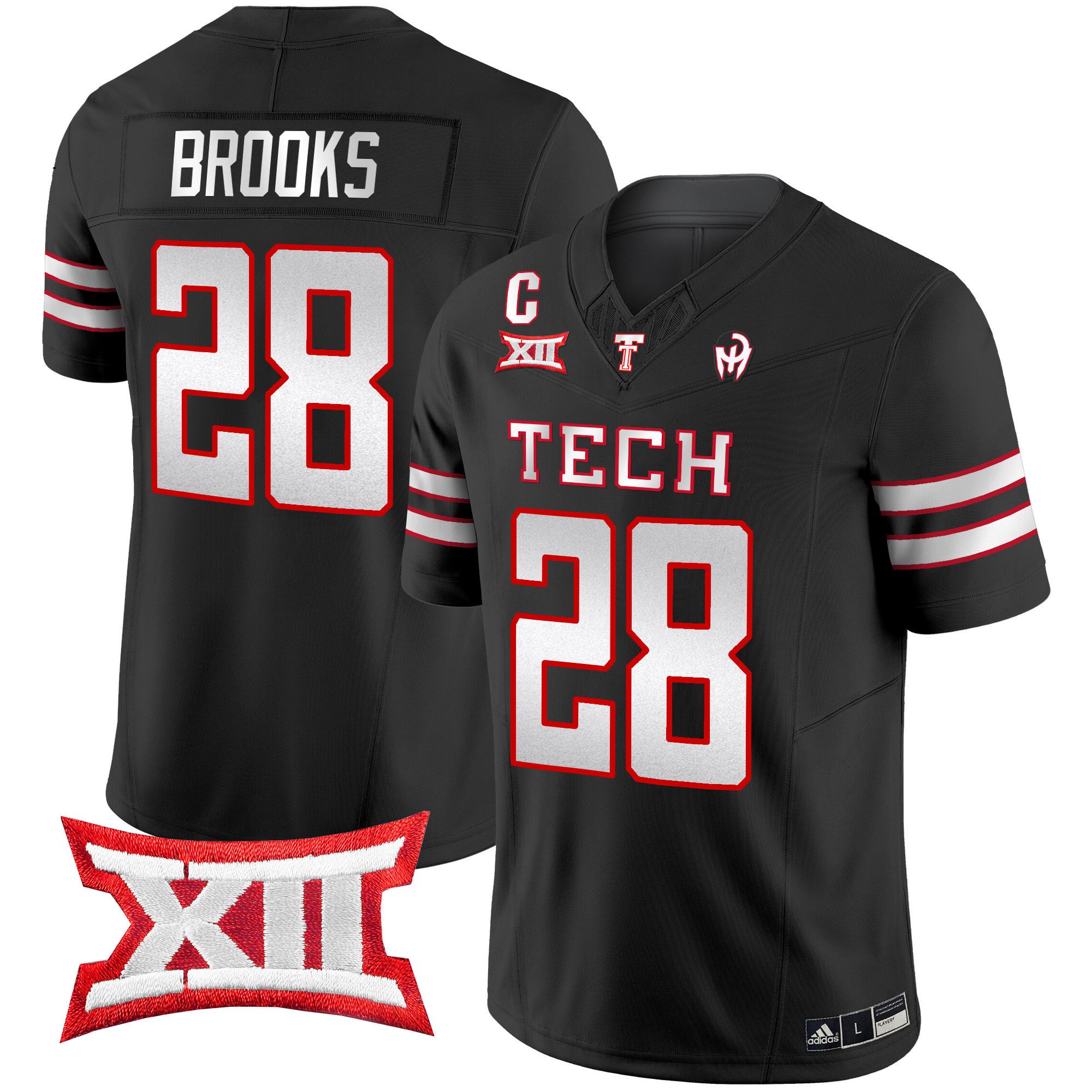 Men Texas Tech Red Raiders #28 Brooks Black 2024 Patrick Mahomes Symbol Vapor Limited NCAA Jersey style 1